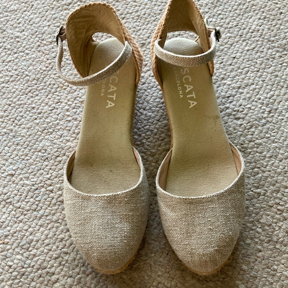Viscata Pubol Limited Edition Canvas Espadrille Wedges, Size 10, 2” wedge heel